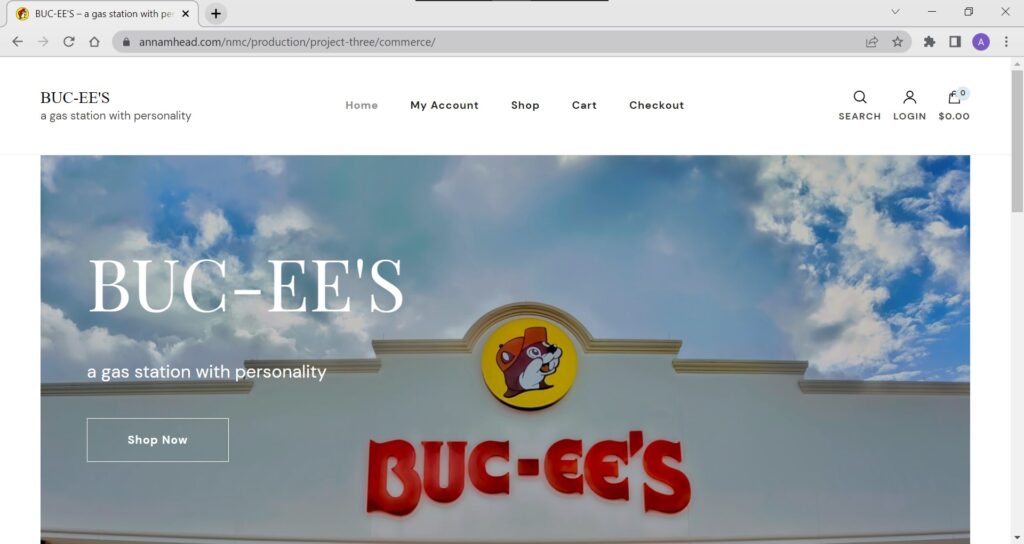 A screenshot of an ecommerce site for Buc-ee's