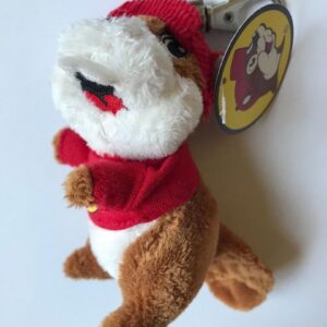 A picture of a stuffed Buc-ee the beaver.